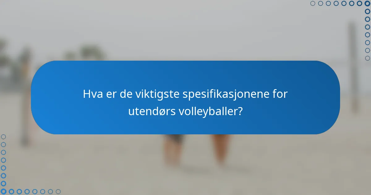 Hva er de viktigste spesifikasjonene for utendørs volleyballer?