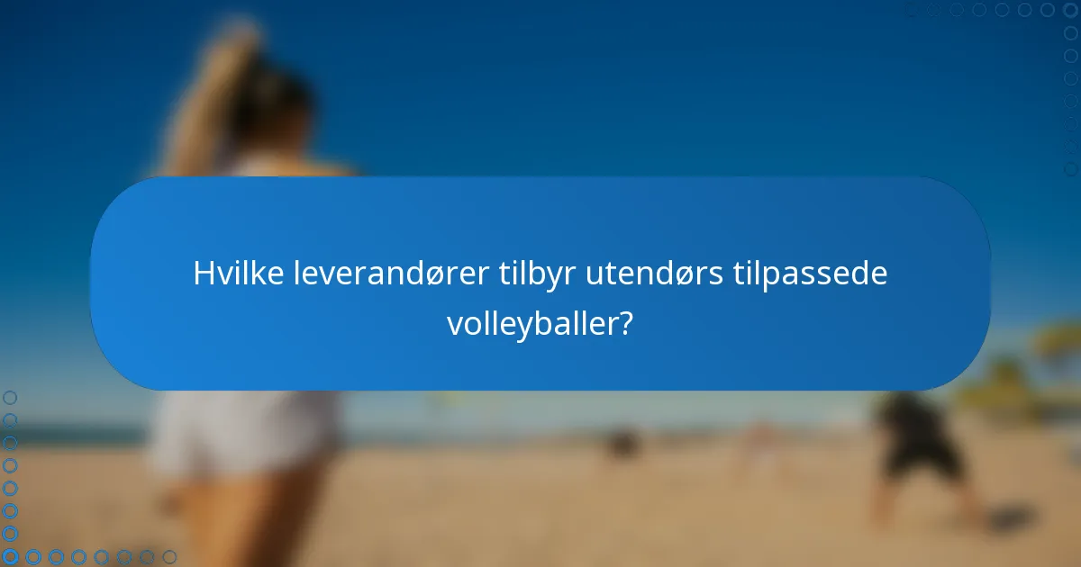 Hvilke leverandører tilbyr utendørs tilpassede volleyballer?